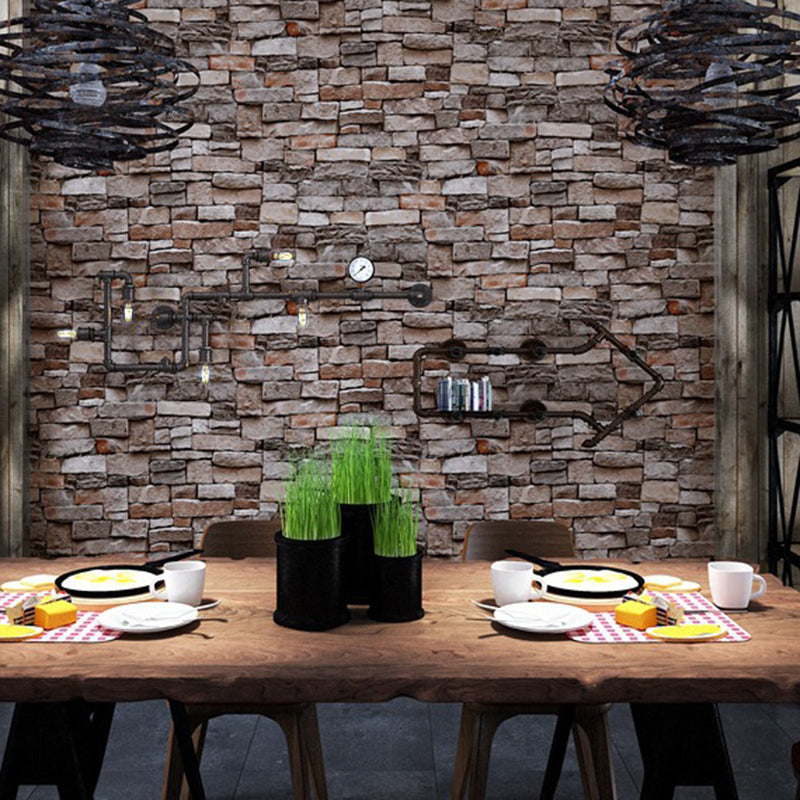 3D Brick Wallpaper Roll Industrial Shabby Chic Architecture Wall Art in Dark Color Clearhalo 'Industrial wall decor' 'Industrial' 'Wallpaper' Wall Decor' 1697077