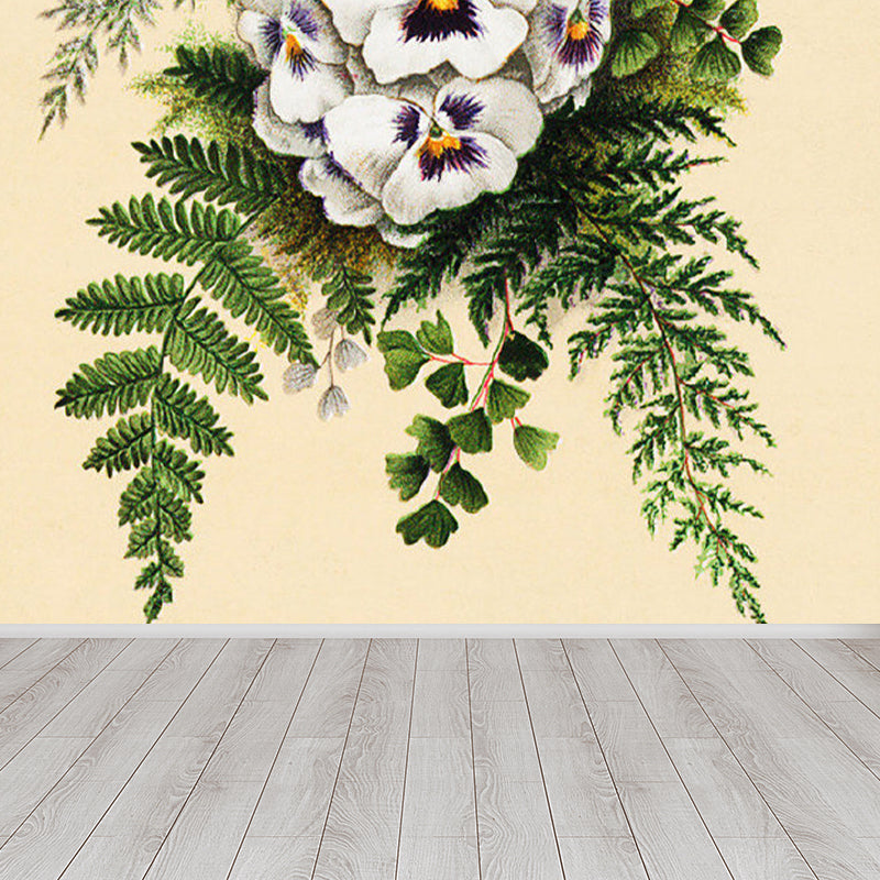 Green Floral Design Mural Wallpaper for Decoration Modern Living Room Wall Covering Green Design 1 Clearhalo 'Wall Decor' 'Wall Mural' 1697202