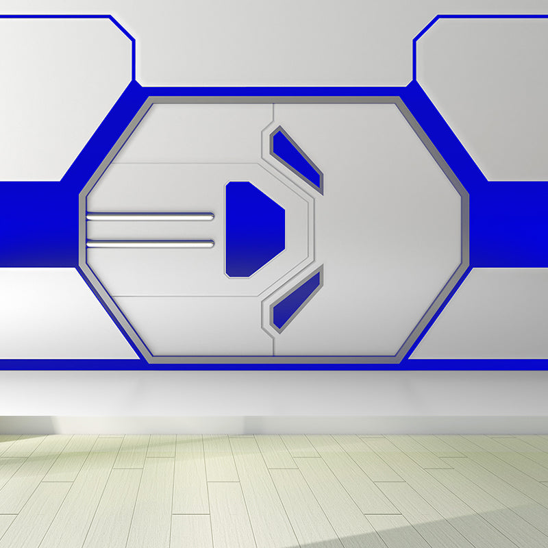 Sci-Fi Spaceship Interior Mural Non-Woven Waterproof Bright Color Wall Covering for Room Blue Clearhalo 'Wall Decor' 'Wall Mural' 1698599