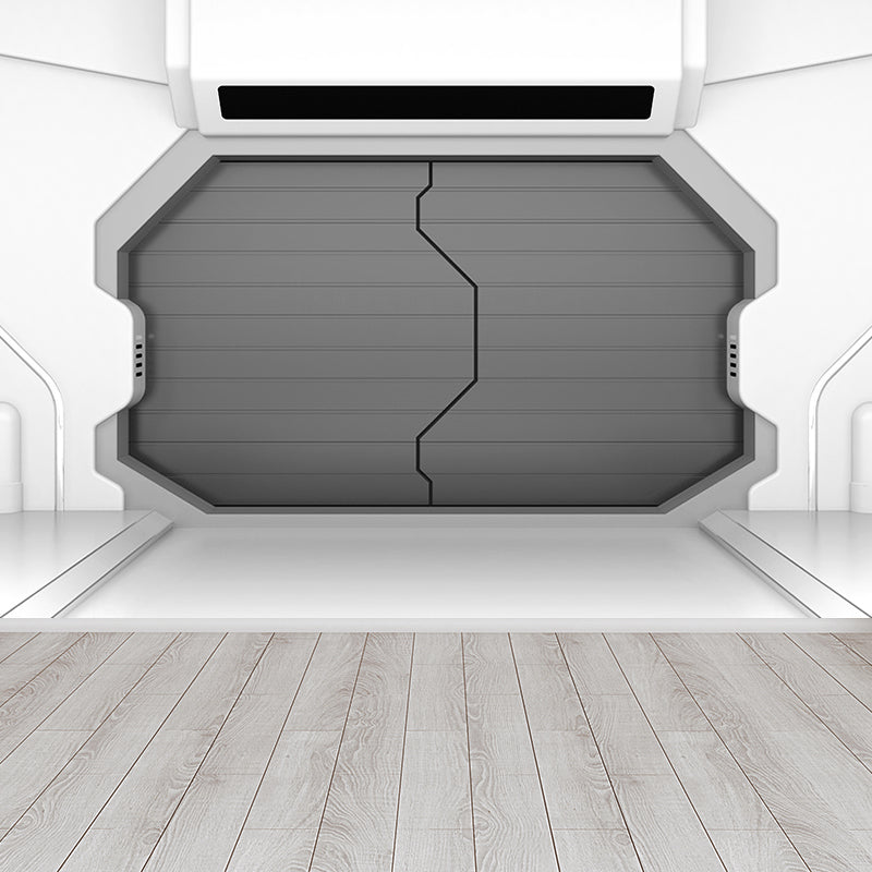 Door of Spaceship Mural Decal Science Fiction Stain Resistant Bedroom Wall Covering, Customized Grey Clearhalo 'Wall Decor' 'Wall Mural' 1699149