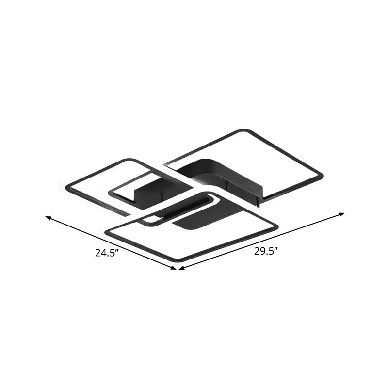 Rectangle and Square Bedroom Flush Mount Metallic LED Modernism Flushmount Lighting in Black (The customization will be 7 days) Clearhalo 'Ceiling Lights' 'Close To Ceiling Lights' 'Close to ceiling' 'Flush mount' Lighting' 1703038