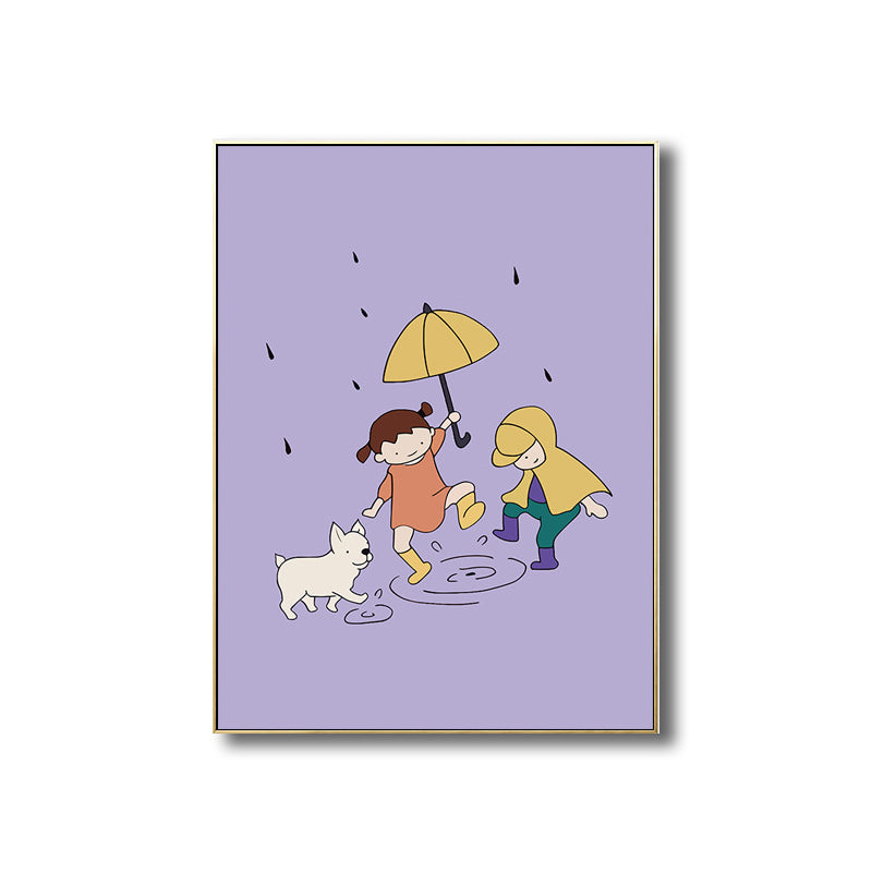 Family Moments Drawing Wall Art Pastel Canvas Print Wall Decor, Textured Surface Clearhalo 'Art Gallery' 'Canvas Art' 'Kids' Arts' 1704514