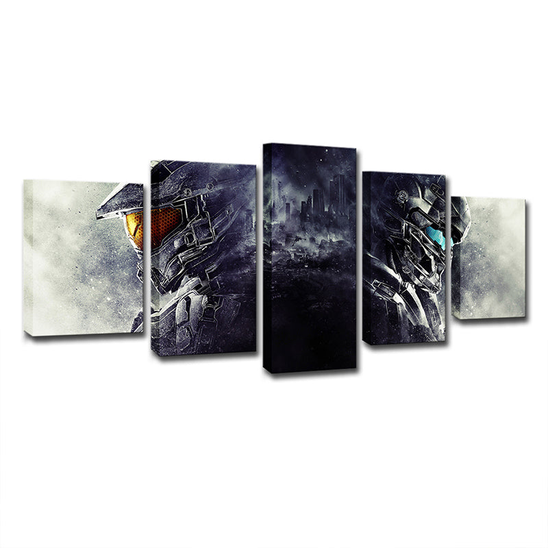 Guardians Art Print Science Fiction Cool Game Character Wall Decor in Grey-Black Clearhalo 'Art Gallery' 'Canvas Art' 'Kids' Arts' 1705183