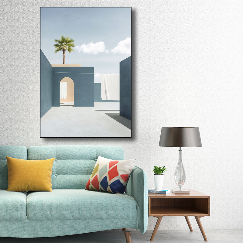 Architecture Wall Decor for Girls Bedroom in Light Color, Multiple Sizes Options Blue Clearhalo 'Arts' 'Canvas Art' 1705481