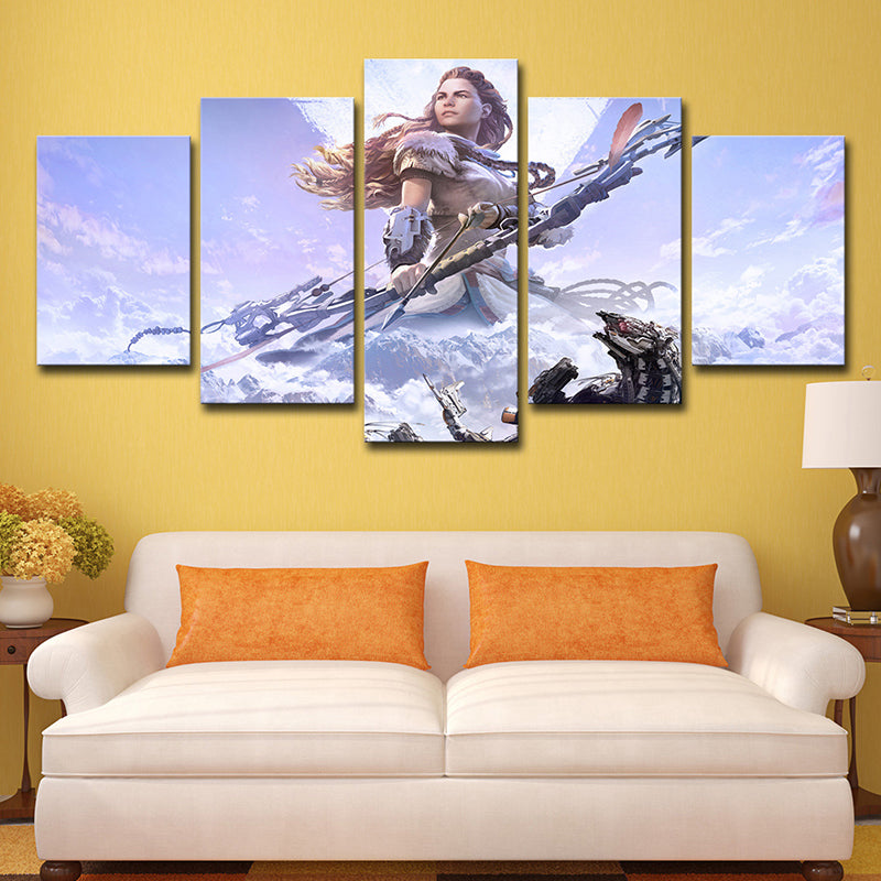 Horizon Zero Dawn Wall Art Purple Kids Style Canvas Print for Teenage Boy Bedroom Clearhalo 'Art Gallery' 'Canvas Art' 'Kids' Arts' 1706769