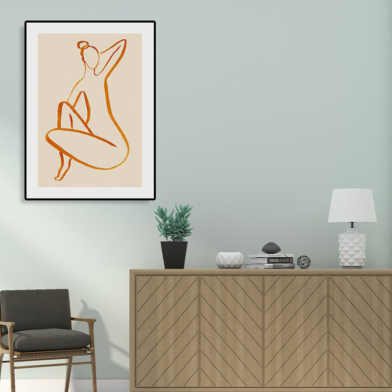 Charcoal Drawing Canvas Minimalism Style Art Women in Soft Color, Multiple Sizes Clearhalo 'Art Gallery' 'Canvas Art' 'Contemporary Art Gallery' 'Contemporary Art' 'Minimalism' 'Minimalist Art Gallery' 'Scandinavian' Arts' 1707819