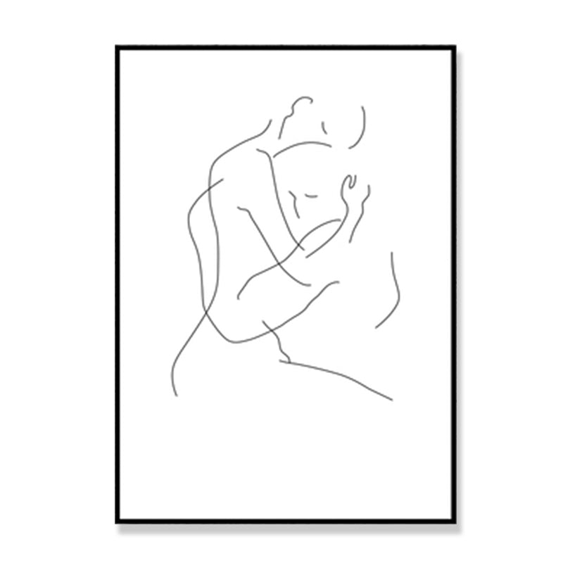 Pencil Line Drawing Wall Art in Black and White Canvas Print Wall Decor, Textured Clearhalo 'Art Gallery' 'Canvas Art' 'Contemporary Art Gallery' 'Contemporary Art' 'Minimalism' 'Minimalist Art Gallery' 'Scandinavian' Arts' 1707997