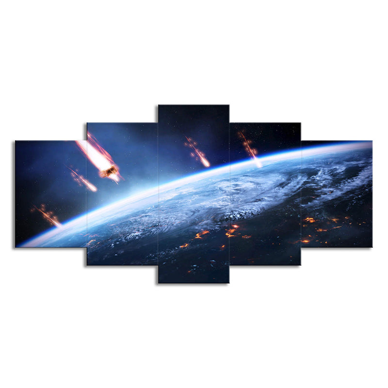 Planet Aerolite Canvas Wall Art Sci-Fi Beautiful Outer Space Wall Decor in Dark Blue Clearhalo 'Art Gallery' 'Canvas Art' 'Kids' Arts' 1708859