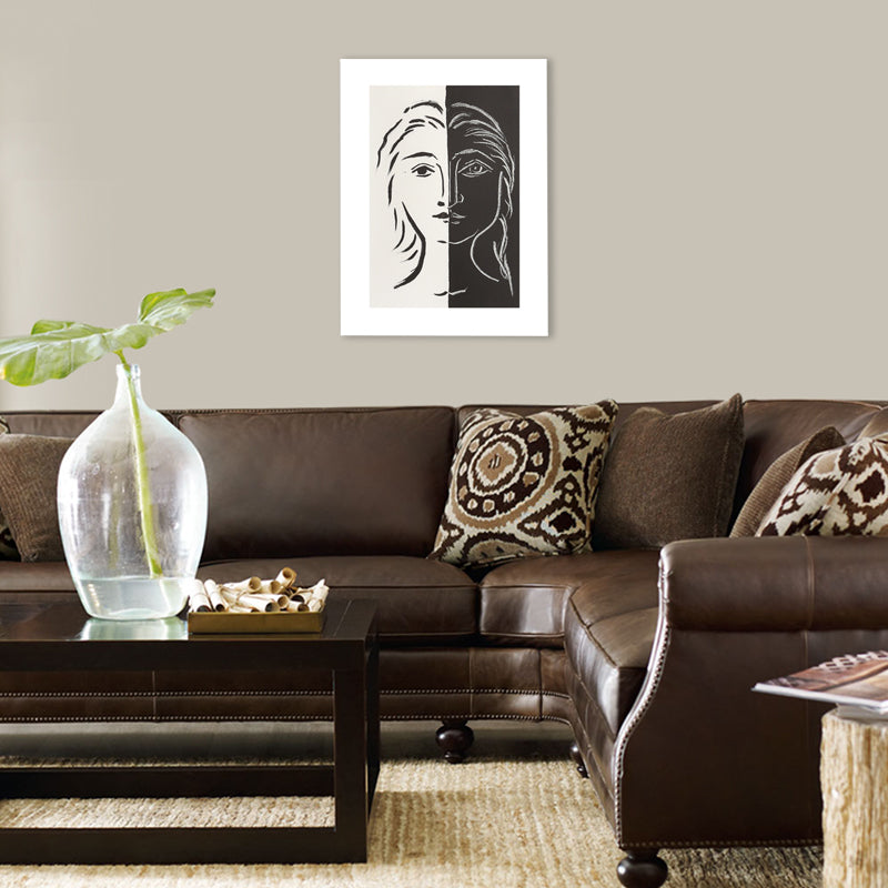 Woman Head Pencil Sketch Canvas Simplicity Textured Wall Art Print in Black and White Clearhalo 'Art Gallery' 'Canvas Art' 'Contemporary Art Gallery' 'Contemporary Art' 'Minimalism' 'Minimalist Art Gallery' 'Scandinavian' Arts' 1708907