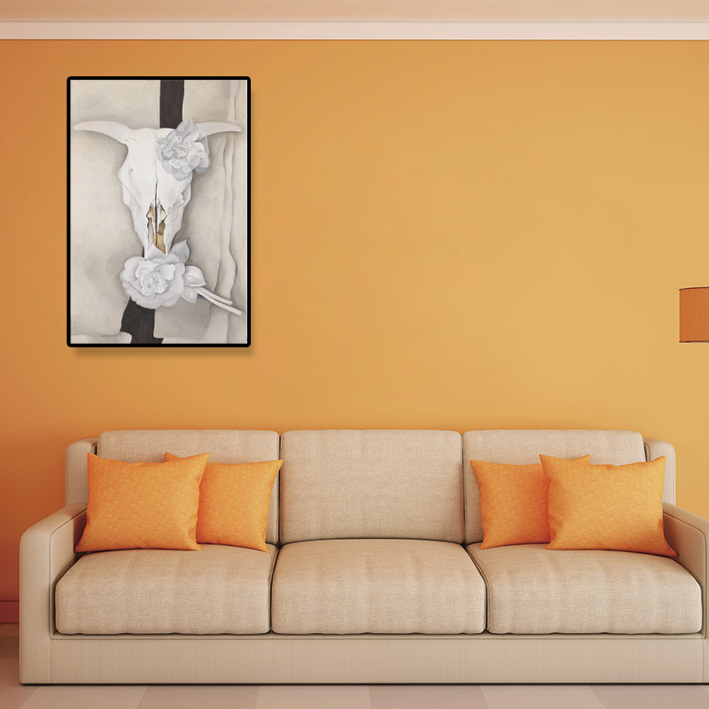 White Flower Art Print Textured Countryside Bedroom Wrapped Canvas (Multiple Sizes Available) Clearhalo 'Art Gallery' 'Canvas Art' 'Traditional' Arts' 1709321