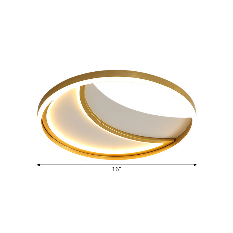 Moon Metallic Flush Light Fixture Contemporary LED Gold Flush Mount Lamp in White/3 Color Light Clearhalo 'Ceiling Lights' 'Close To Ceiling Lights' 'Close to ceiling' 'Flush mount' Lighting' 1709791