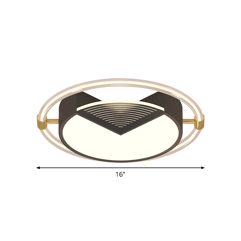 Black Circle Ceiling Mounted Light Contemporary LED Metallic Flush Lamp for Sleeping Room, 16"/19.5" W Clearhalo 'Ceiling Lights' 'Close To Ceiling Lights' 'Close to ceiling' 'Flush mount' Lighting' 1710008