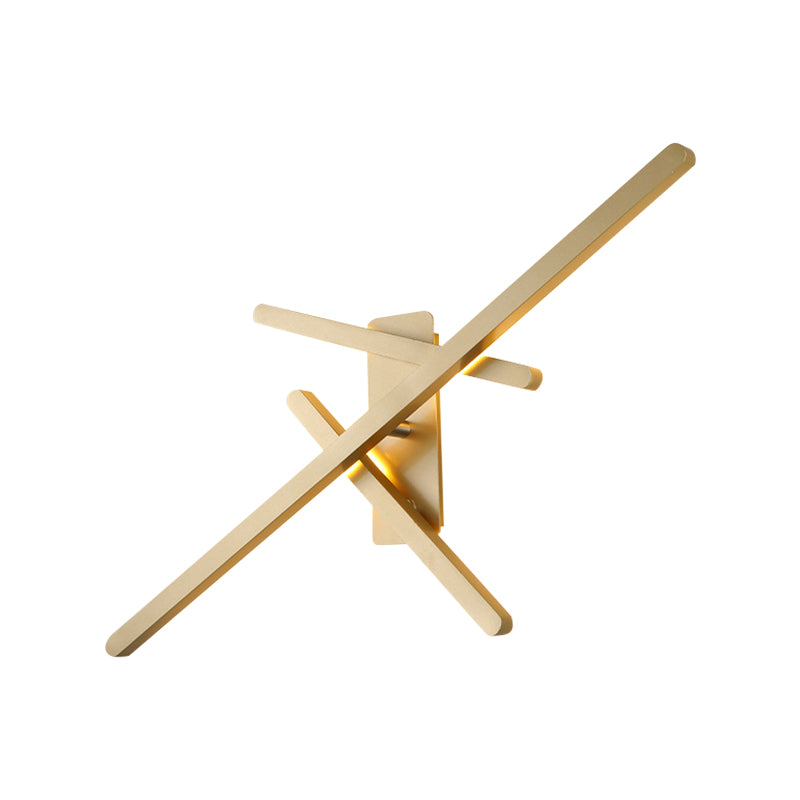 Crossed Lines Wall Lighting Contemporary Metallic LED Gold Wall Mount Light, Warm/White Light Clearhalo 'Cast Iron' 'Glass' 'Industrial' 'Modern wall lights' 'Modern' 'Tiffany' 'Traditional wall lights' 'Wall Lamps & Sconces' 'Wall Lights' Lighting' 1710636
