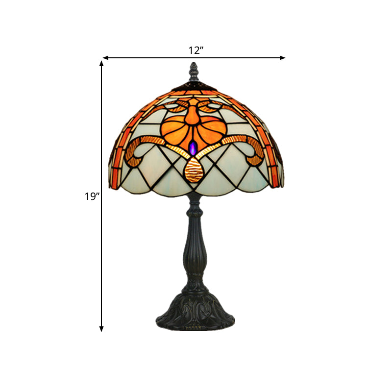 Cut Glass Bowl Night Light Mediterranean 1 Bulb Brass Finish Nightstand Lighting with Floral Pattern Clearhalo 'Lamps' 'Table Lamps' Lighting' 1710865