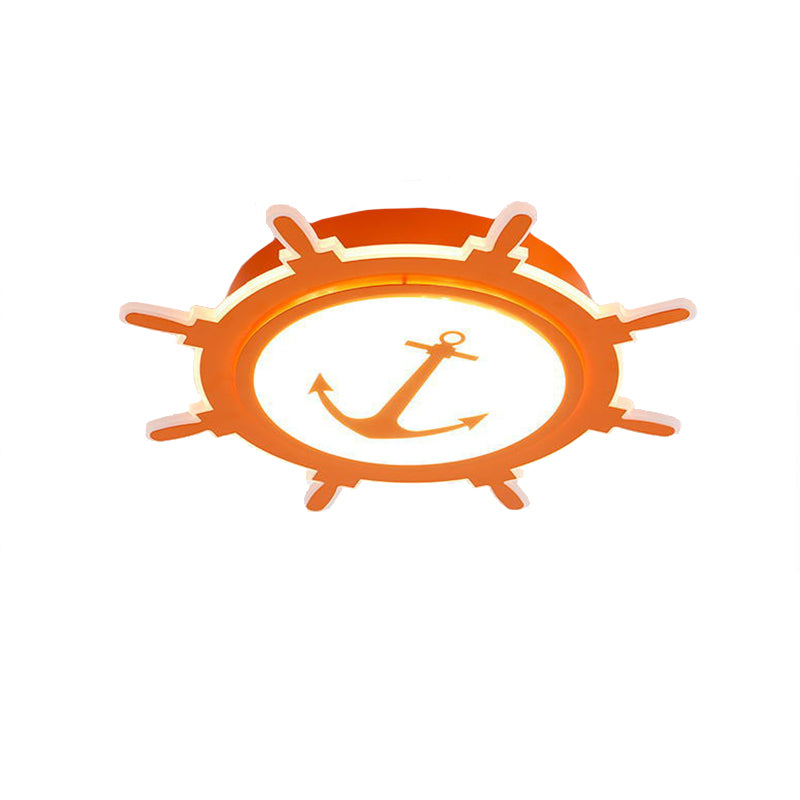 Rudder and Anchor Flushmount Light Nautical Style Acrylic Ceiling Light for Teen Clearhalo 'Ceiling Lights' 'Close To Ceiling Lights' 'Close to ceiling' 'Flush mount' Lighting' 171130