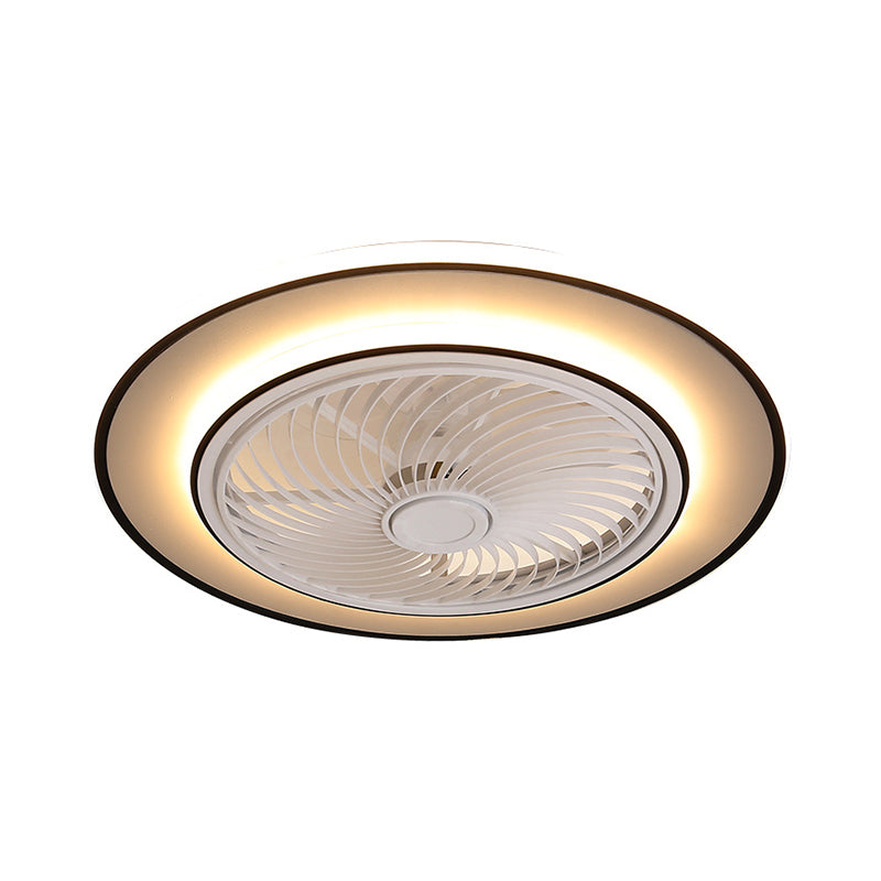 Round Metal Ceiling Fan Light Modern LED Black Semi Flush Mount for bedroom, 23" Width Clearhalo 'Ceiling Fans with Lights' 'Ceiling Fans' 'Modern Ceiling Fans' 'Modern' Lighting' 1711703