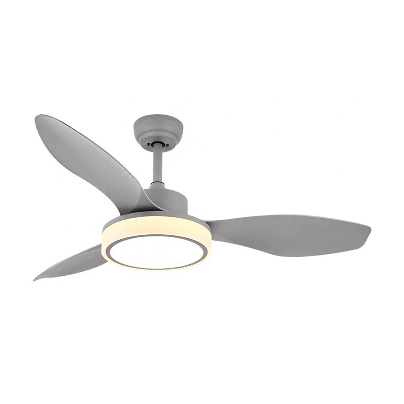 Rustic Circle Semi Flush Light Fixture 48" Wide LED Metallic Hanging Fan Lamp in Black/Grey, 3-Blade Clearhalo 'Ceiling Fans with Lights' 'Ceiling Fans' Lighting' 1711763