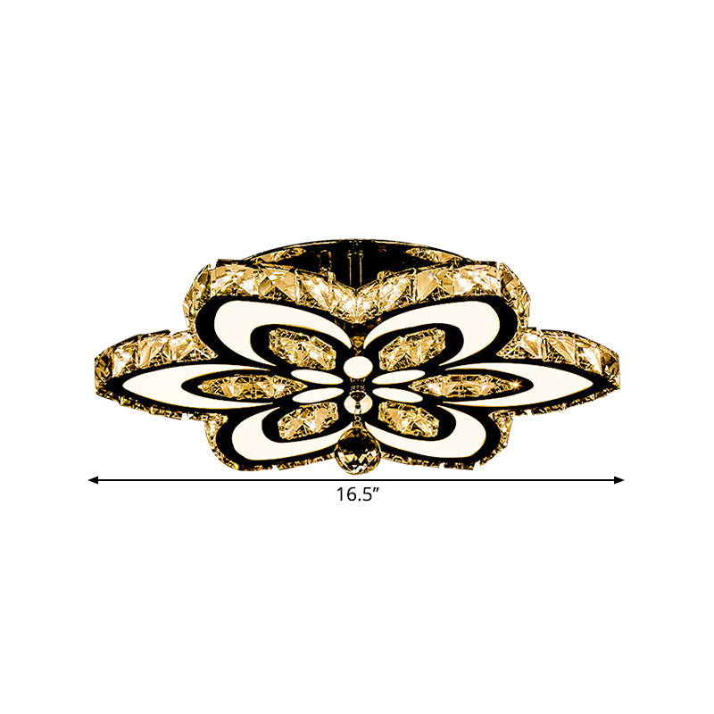 Blossom Crystal Block Semi Flush Light Simplicity LED Chrome Ceiling Mounted Fixture, Large/Small Clearhalo 'Ceiling Lights' 'Close To Ceiling Lights' 'Close to ceiling' 'Semi-flushmount' Lighting' 1712061