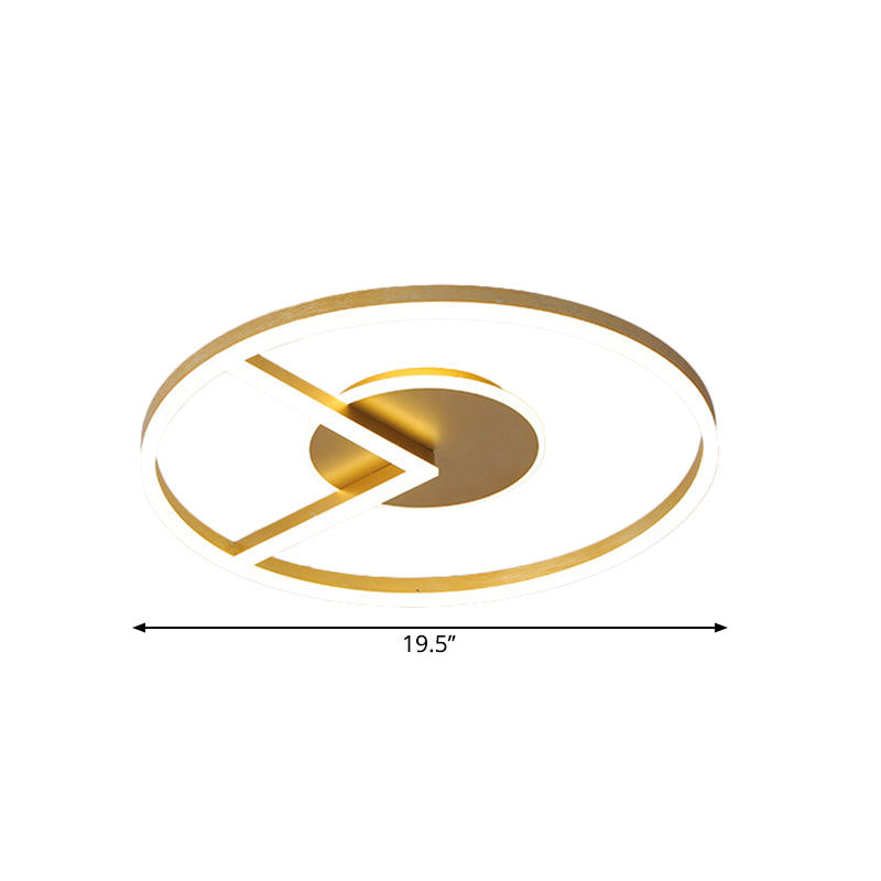 Minimalist Circle Ceiling Mounted Fixture Metal 16"/19.5" W LED Bedroom Flush Lighting in Gold, White/Warm Light Clearhalo 'Ceiling Lights' 'Close To Ceiling Lights' 'Close to ceiling' Lighting' 1712432