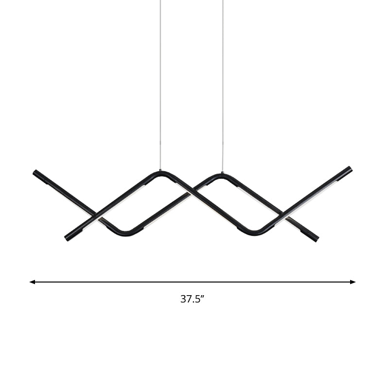 Minimalist Waved Hanging Lamp Acrylic Dining Room LED Island Light Fixture in Black Clearhalo 'Ceiling Lights' 'Island Lights' Lighting' 1713267