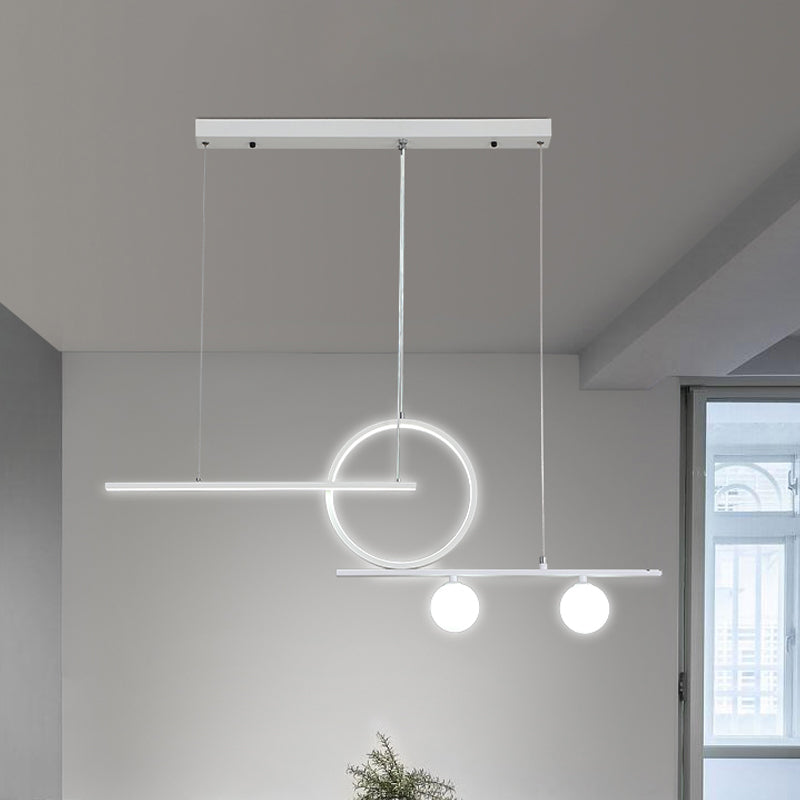 Linear Island Lighting Nordic Metal Black/White/Gold LED Hanging Lamp with Frosted Glass for Dining Room Clearhalo 'Ceiling Lights' 'Island Lights' Lighting' 1713533