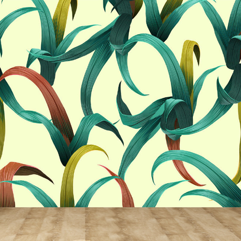 Light Color Leaves Pattern Mural Decal Waterproofing Tropical Interior Room Wall Art Light Green Clearhalo 'Wall Decor' 'Wall Mural' 1714379