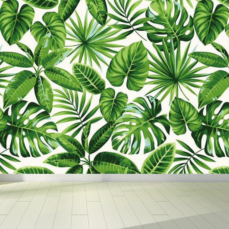 Tropical Natural Botanical Wall Mural Soft Color Decorative Wall Decor for Kitchen Green Clearhalo 'Wall Decor' 'Wall Mural' 1714919