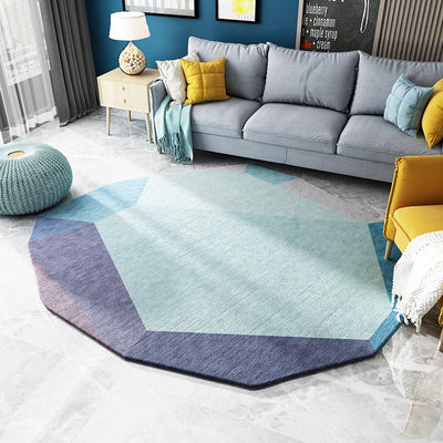 Green and Blue Irregular Rug Bedroom Novelty Colorblock Pattern Area Rug Polyester Stain-Resistant Carpet Blue Clearhalo 'Area Rug' 'Rug' 1715153