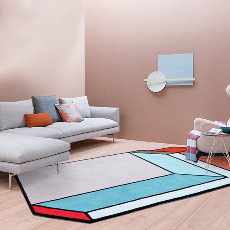 Novelty Living Room Irregular Rug Colorful Color Block Cubic Print Rug Polyester Pet Friendly Area Rug Sky Blue Clearhalo 'Area Rug' 'Rug' 1715191