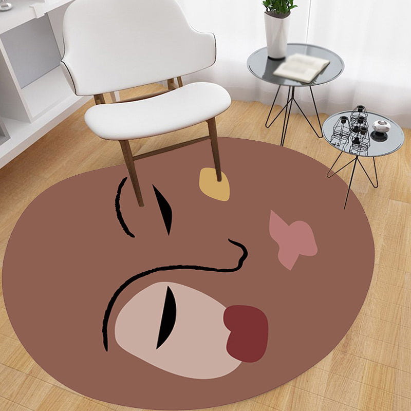 Brown Irregular Bedroom Rug Novelty Abstract Painting Pattern Area Rug Polyester Anti-Slip Backing Carpet Clearhalo 'Area Rug' 'Rug' 1715364