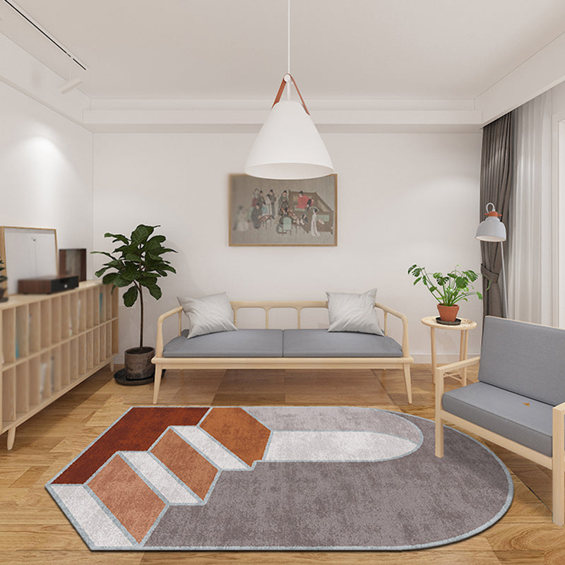 Grey and Green Irregular Rug Bedroom Novelty Color Block Stair Pattern Area Rug Polyester Pet Friendly Carpet Grey Clearhalo 'Area Rug' 'Rug' 1715549