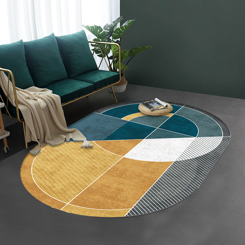 Green and Yellow Bedroom Rug Novelty Colorblock Geometry Pattern Area Rug Polyester Pet Friendly Carpet Green Clearhalo 'Area Rug' 'Rug' 1716216