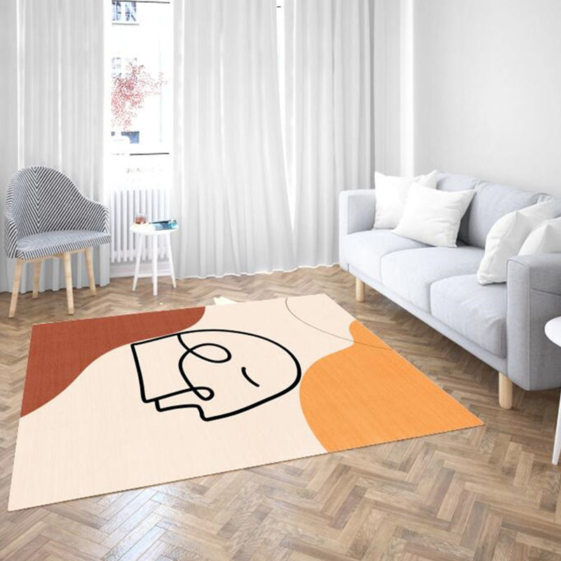 Brown and Beige Abstract Rug Polyester Nordic Rug Pet Friendly Washable Carpet for Living Room Brown Clearhalo 'Area Rug' 'Rug' 1716499