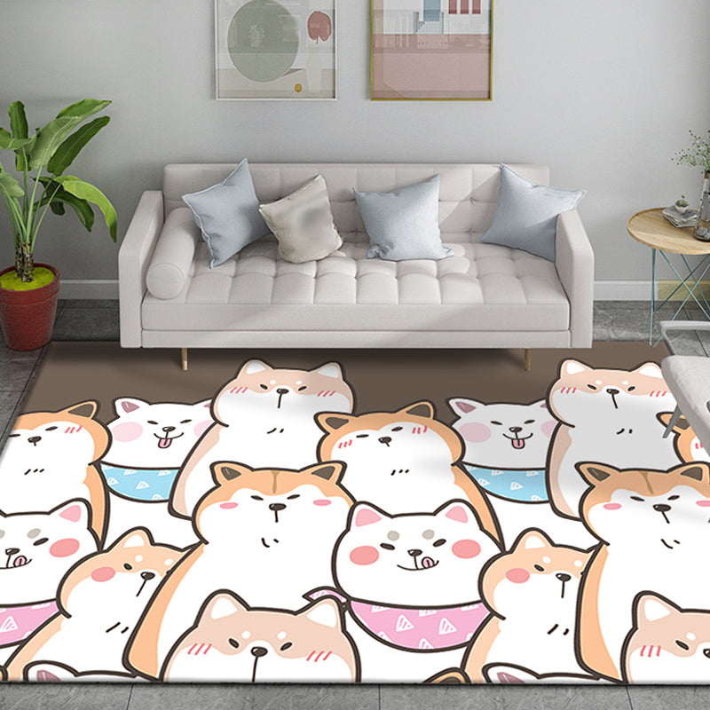 Funky Cartoon Bear Pattern Rug Multicolor Kids Rug Polyester Pet Friendly Washable Area Rug for Nursery White Clearhalo 'Area Rug' 'Rug' 1716832