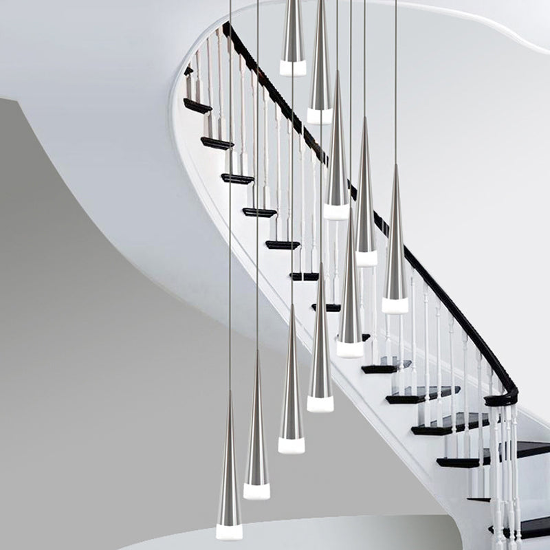 Tapered Hanging Lamp kit Simple Metal Black/Silver/Gold Dining Room Pendant Light Fixture in Warm/White/Neutral Clearhalo 'Ceiling Lights' 'Modern Pendants' 'Modern' 'Pendant Lights' 'Pendants' Lighting' 1719716