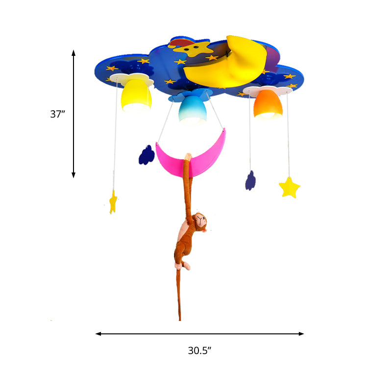 Colorful Night View Flush Mount Light with Hanging Money Modern Metal Ceiling Fixture for Teen Clearhalo 'Ceiling Lights' 'Close To Ceiling Lights' 'Close to ceiling' 'Flush mount' Lighting' 172004