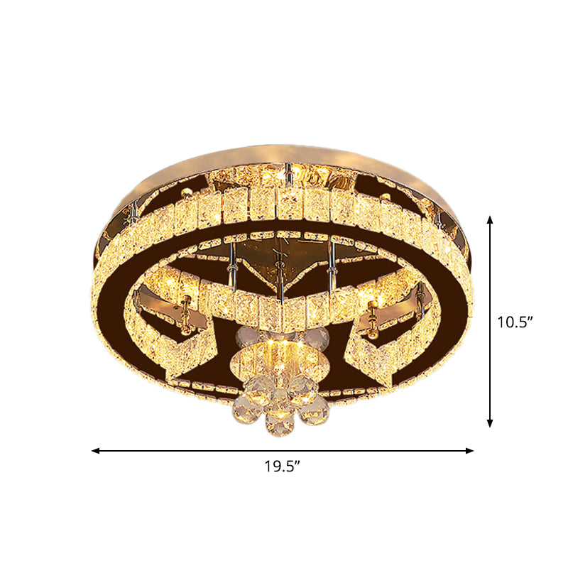 Crystal Rectangle Moon/Star Ceiling Lamp Modern LED Semi Flush Light in Chrome with Droplet Deco Clearhalo 'Ceiling Lights' 'Close To Ceiling Lights' 'Close to ceiling' 'Semi-flushmount' Lighting' 1723411