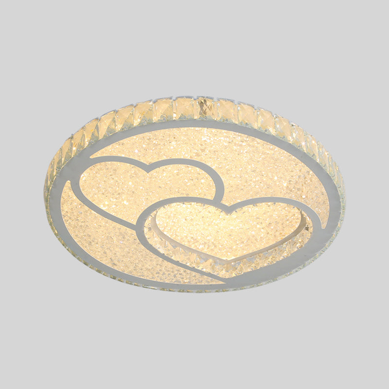 LED Bedroom Ceiling Flush Mount Simplicity Stainless-Steel Flush Lamp with Loving Heart Crystal Shade in Warm/White Light Clearhalo 'Ceiling Lights' 'Close To Ceiling Lights' 'Close to ceiling' 'Flush mount' Lighting' 1723580