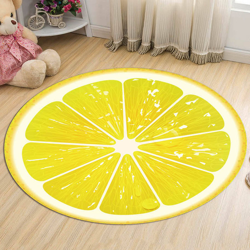 Kids Fruit Pattern Rug Yellow and Green Polyester Rug Washable Pet Friendly Non-Slip Area Rug for Child's Bedroom Yellow Clearhalo 'Area Rug' 'Rug' 1725396