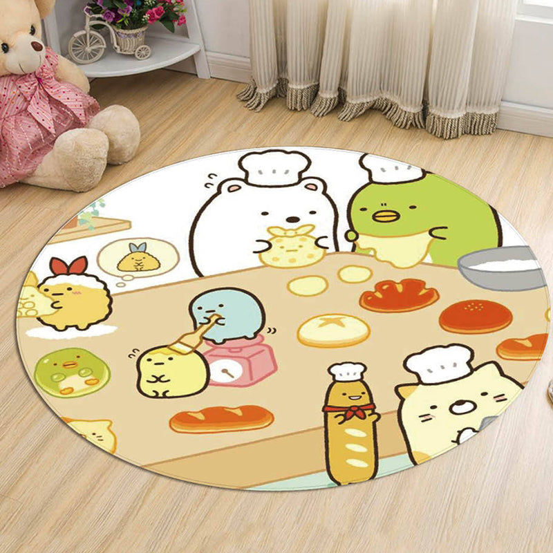 Green and Blue Kids Rug Polyester Cartoon Character Pattern Rug Pet Friendly Washable Anti-Slip Backing Carpet for Decoration Brown Clearhalo 'Area Rug' 'Rug' 1725948
