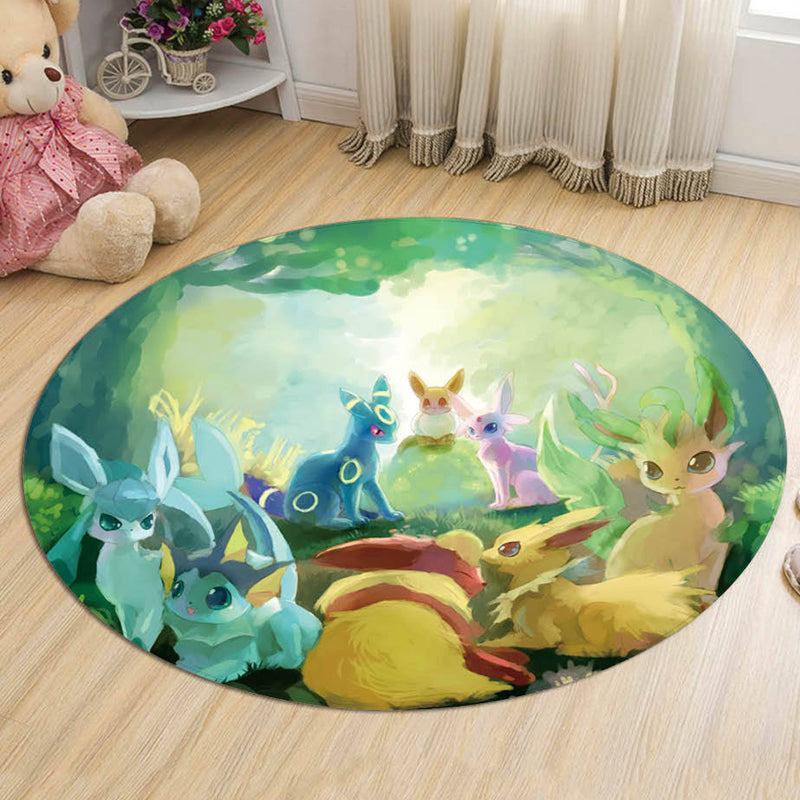 Kids Cartoon Character Pattern Rug Multicolor Polyester Rug Washable Pet Friendly Non-Slip Area Rug for Child's Bedroom Green Clearhalo 'Area Rug' 'Rug' 1726315