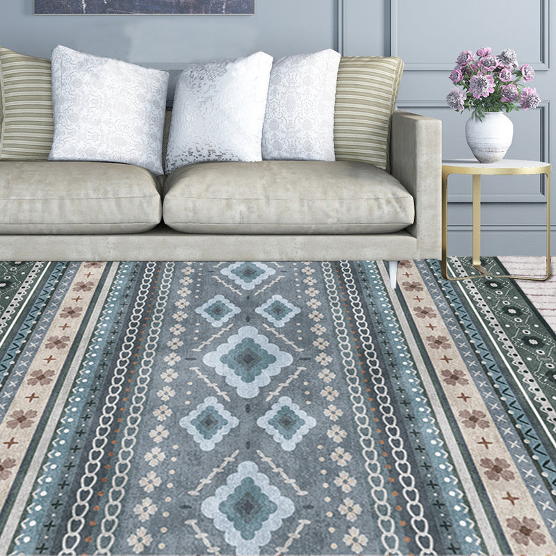 Multicolor Bohemian Rug Polyester Tribal Stripe Pattern Rug Pet Friendly Washable Anti-Slip Backing Carpet for Decoration Clearhalo 'Area Rug' 'Bohemian' 'Rugs' Rug' 1726332