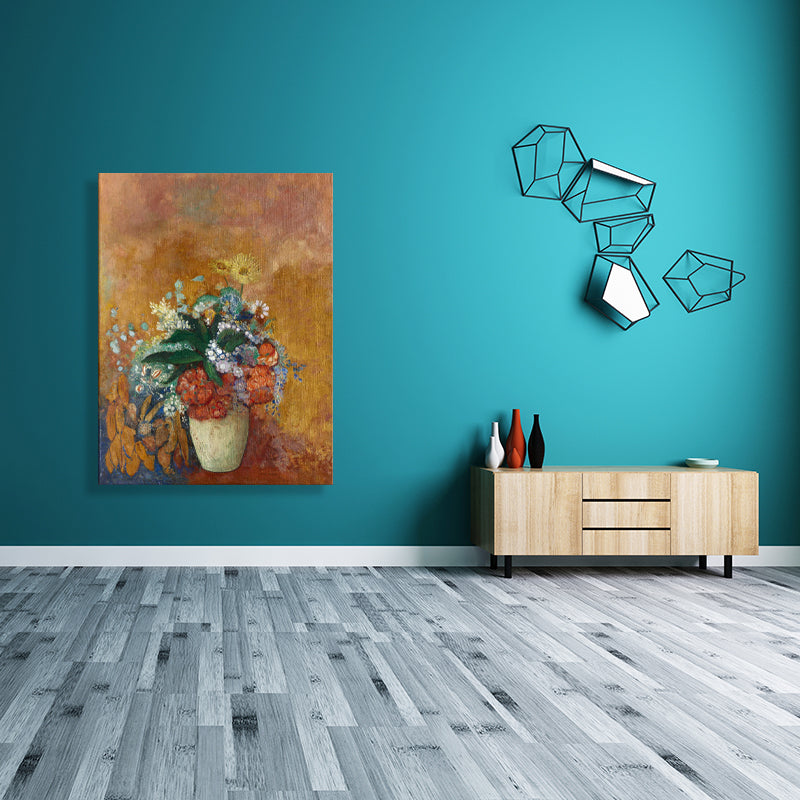 French Rustic Style Flowers Painting Pastel Color Kitchen Backsplash Wall Art Print Brown Clearhalo 'Arts' 'Canvas Art' 1726700