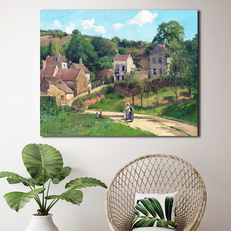 Impressionism Style City Landscape Canvas Pastel Color Bathroom Art Print, Multiple Sizes Dark Green Clearhalo 'Arts' 'Canvas Art' 1726856