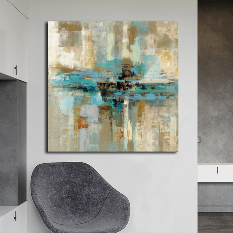 Pastel Color Abstract Pattern Painting Textured Modern Art Dining Room Canvas Print Blue Clearhalo 'Arts' 'Canvas Art' 1727112