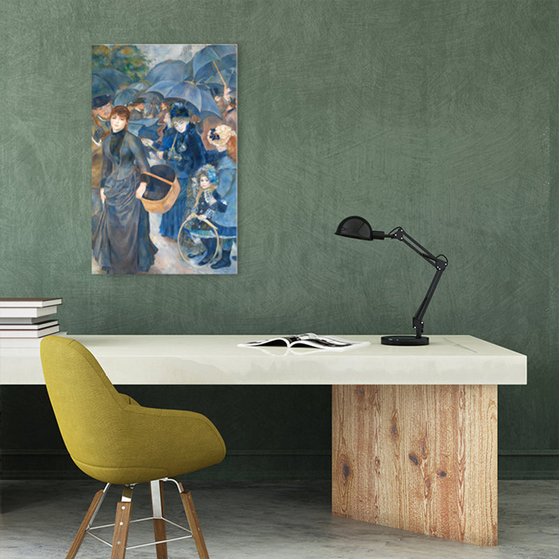 Blue People Gathering Wall Decor Textured Impressionism Style Girls Bedroom Canvas Clearhalo 'Arts' 'Canvas Art' 1727666