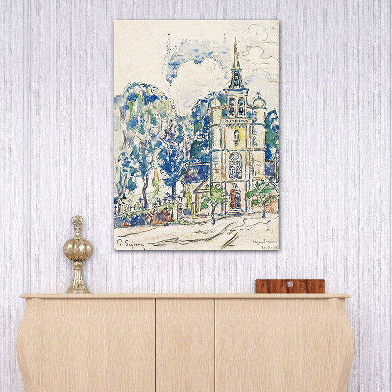 Textured City Landscape Painting Canvas Abstract Expressionism Art Print for Playroom Blue 20" x 28" Clearhalo 'Arts' 'Canvas Art' 1728033