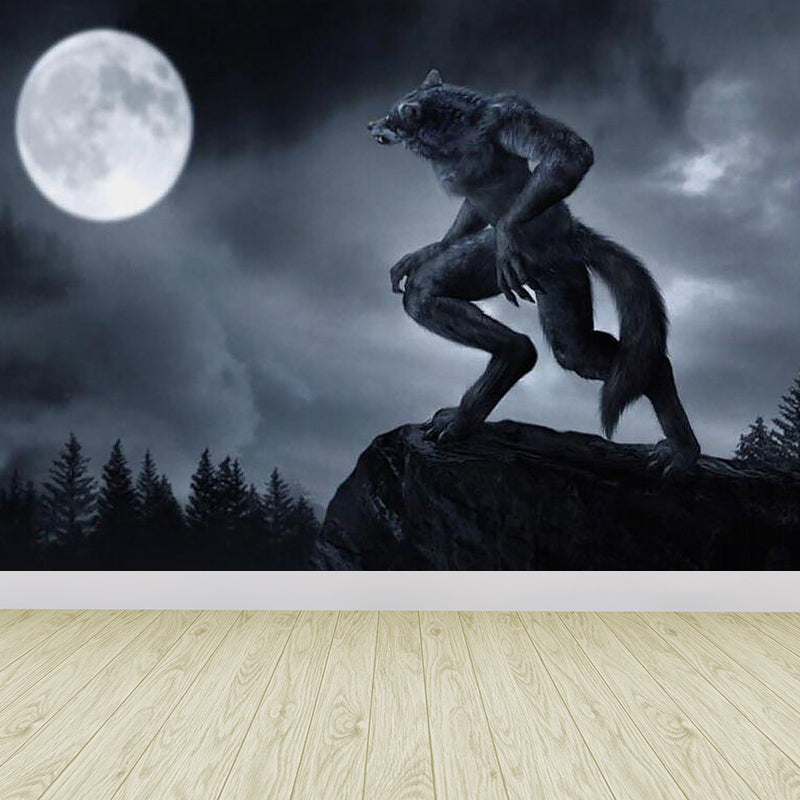 Modern Style Lunar Mural Decal Light Color Waterproofing Wall Decor for Dining Room Grey Clearhalo 'Wall Decor' 'Wall Mural' 1729445