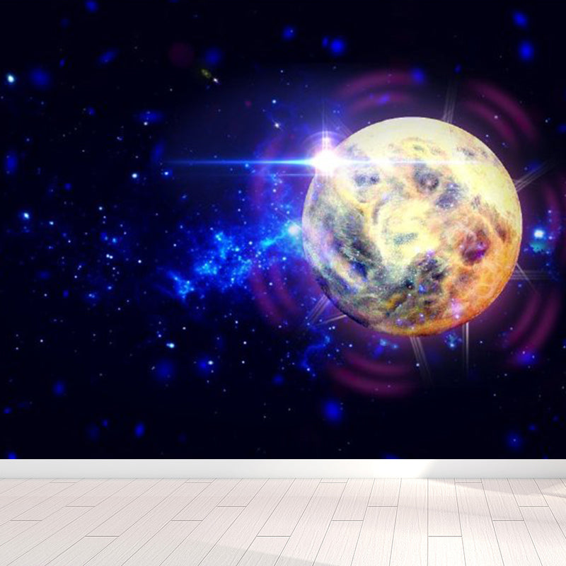 Modern Planet Wall Mural Non-Woven Stain Resistant Soft Color Wall Art for Living Room Beige Clearhalo 'Wall Decor' 'Wall Mural' 1729525