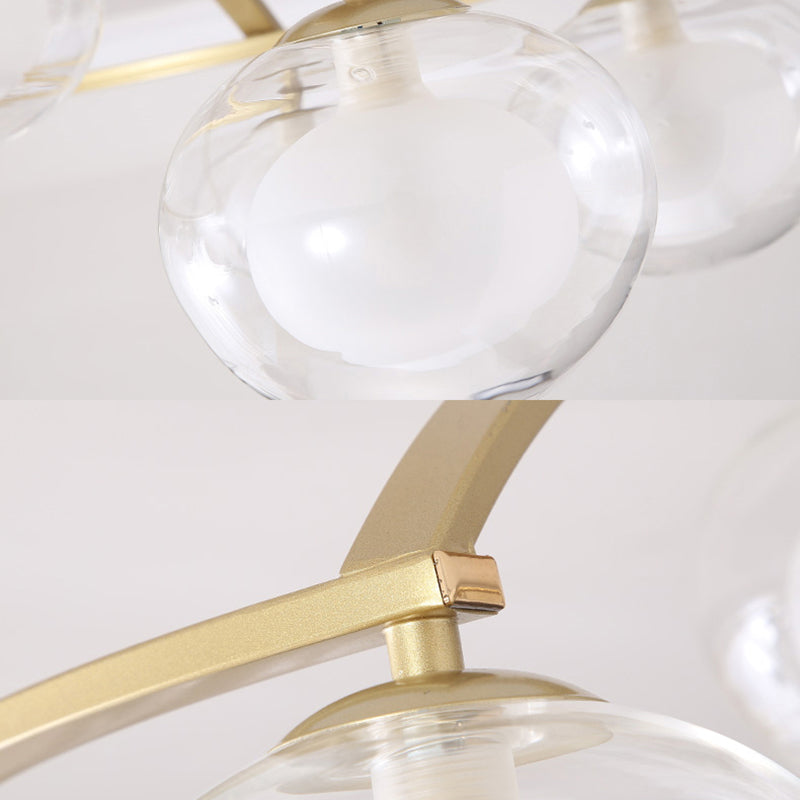 Twist Arm Semi Ceiling Mount Light with Oval Shade Contemporary Metal Ceiling Lamp for Cafe Clearhalo 'Ceiling Lights' 'Close To Ceiling Lights' 'Close to ceiling' 'Glass shade' 'Glass' 'Semi-flushmount' Lighting' 173002